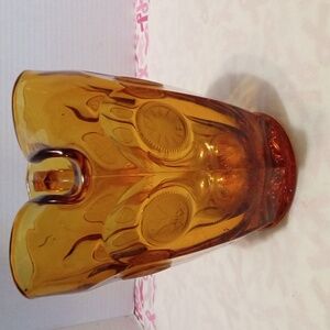 Vintage Fostoria Amber Coin Dot Pitcher 32 Oz